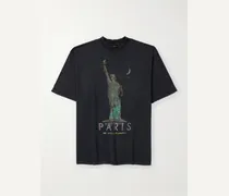 Oversized Distressed Printed Cotton-Jersey T-Shirt