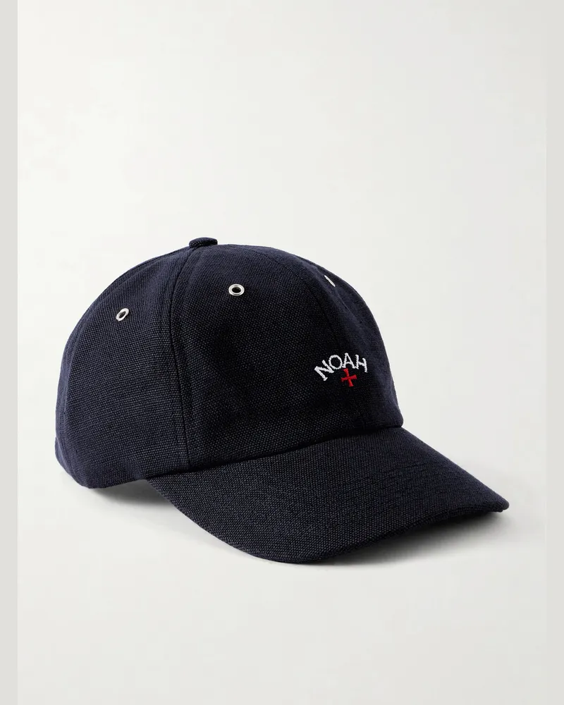 Noah NYC Logo-Embroidered Cotton-Twill Cap Blue