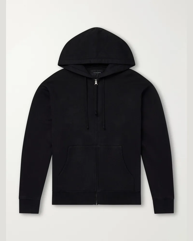 Nili Lotan Brian Cotton-Jersey Zip-Up Hoodie Black