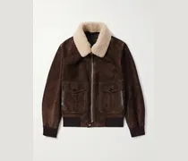 Jacke aus Veloursleder mit Shearling-Besatz