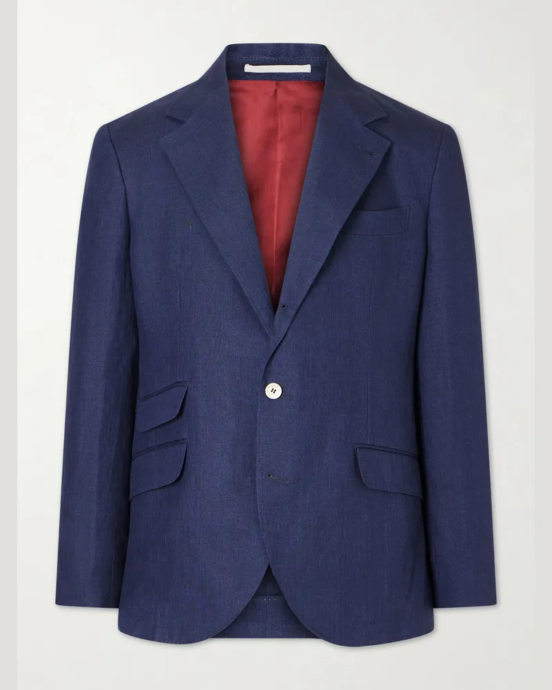 Brunello Cucinelli Sakko aus Leinen Blau