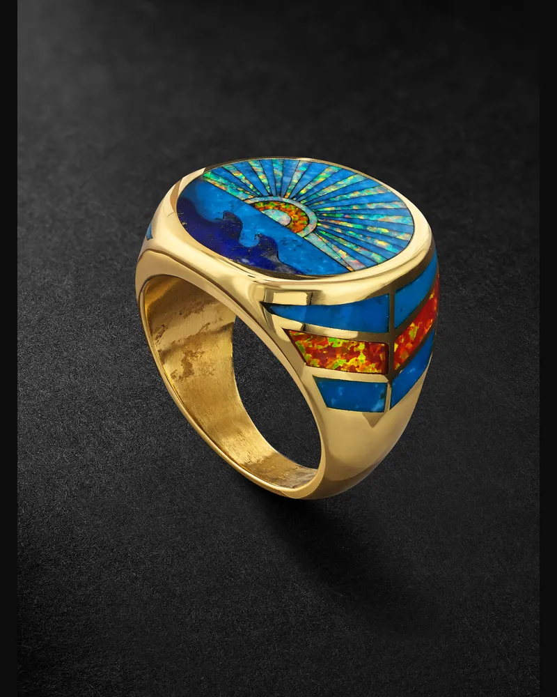 Jacquie Aiche Ring aus Gold mit mehreren Steinen Blau