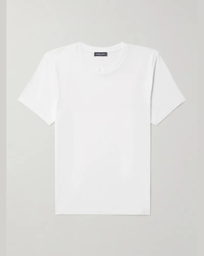 Frescobol Carioca Lucio Cotton and Linen-Blend Jersey T-Shirt White