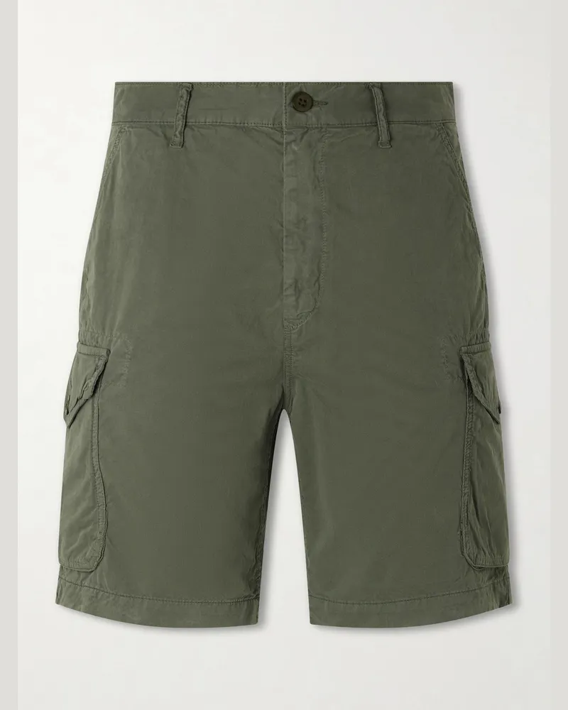 Hartford Battle Straight-Leg Cotton Shorts Green
