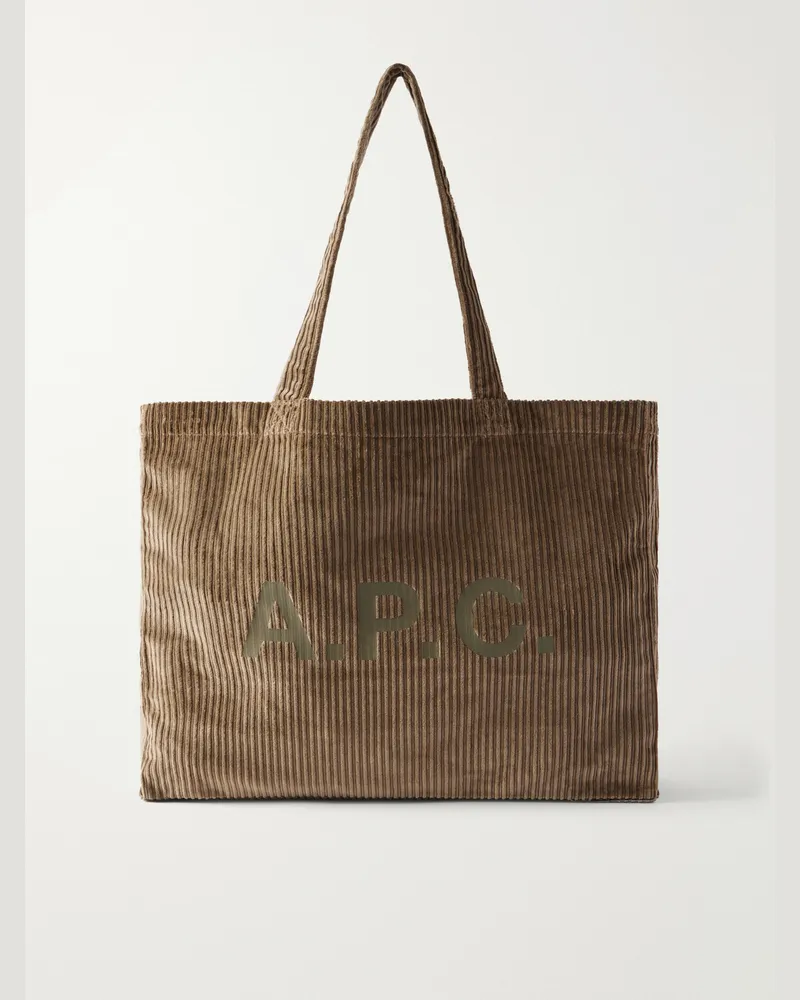 A.P.C. Diane Logo-Printed Cotton Tote Bag Brown