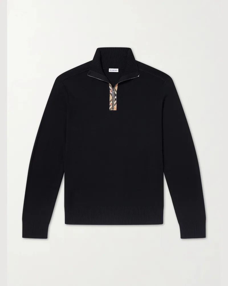 Burberry Wool Half-Zip Sweater Black