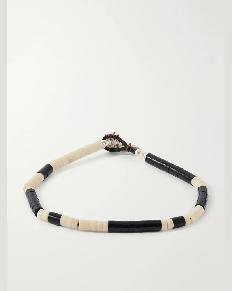 Mikia Heishi, Sterling Silver and Fossil Jasper Beaded Bracelet Neutrals