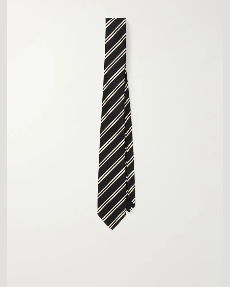 Saint Laurent 7cm Striped Silk-Twill Tie Black