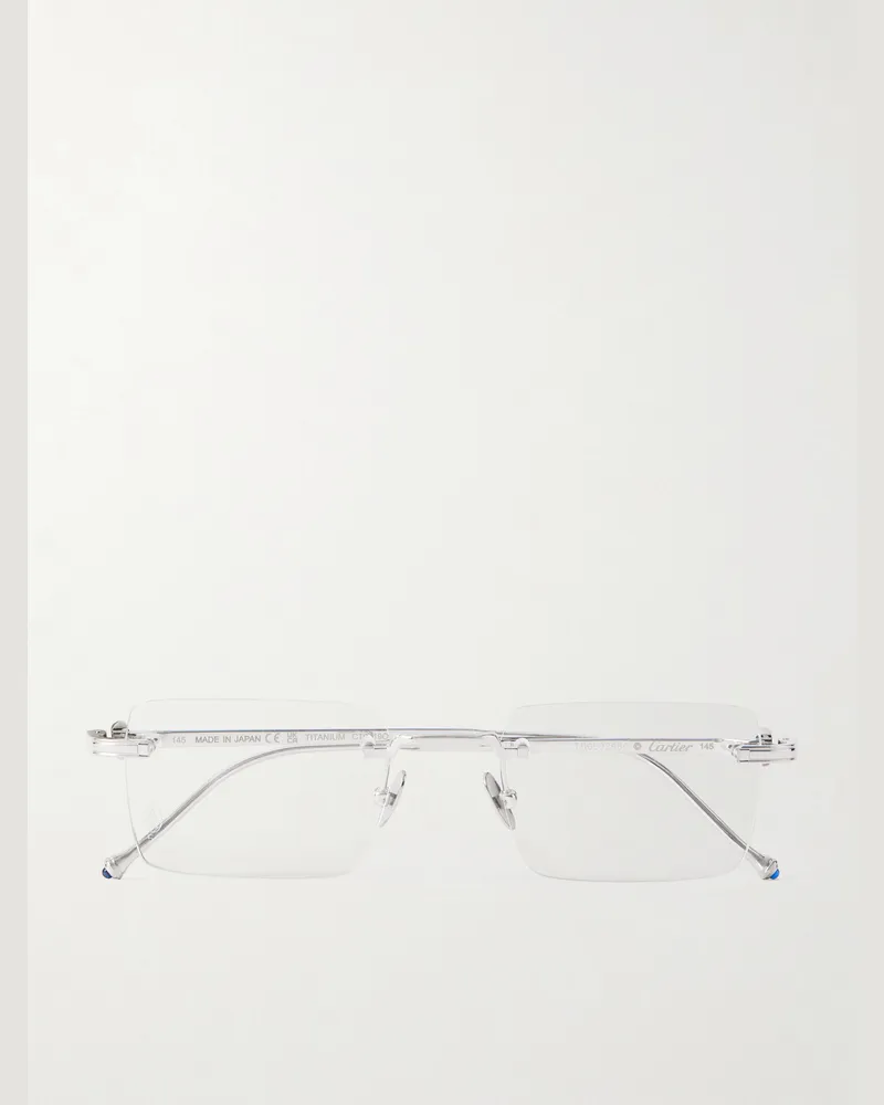 Cartier Pasha de Cartier rahmenlose Brille mit rechteckigen Gläsern und silberfarbenen Details Silber