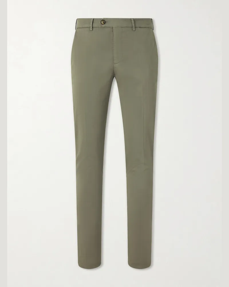Brunello Cucinelli Straight-Leg Stretch-Cotton Twill Trousers Brown