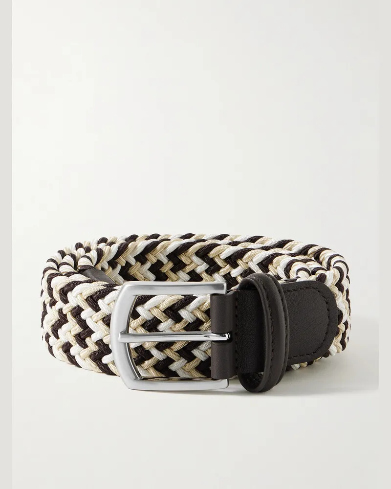 Anderson's Gürtel aus geflochtenem Gummiband mit Lederbesatz, 3,5 cm Neutral