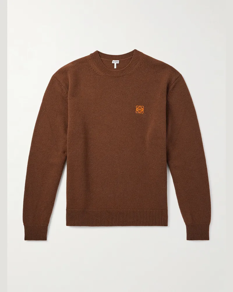 Loewe Pullover aus Wolle mit „Anagram“-Logostickerei Braun