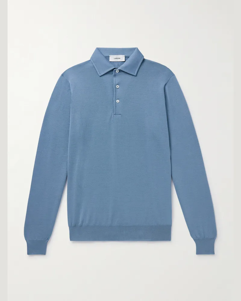 LARDINI Pullover aus Schurwolle mit Polokragen Blau