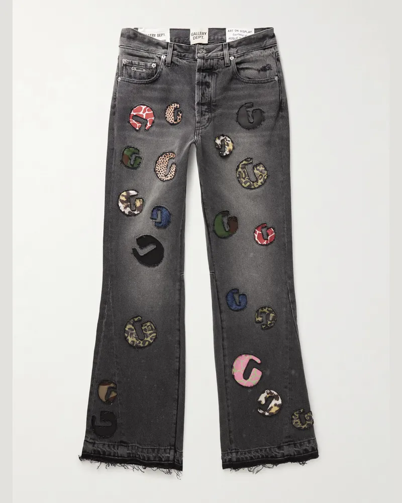 GALLERY DEPT. G-Time ausgestellte Jeans mit Logoapplikation und Distressed-Details Schwarz