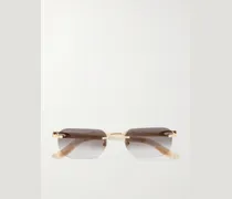Signature C Square-Frame Gold-Tone and Acetate Sunglasses