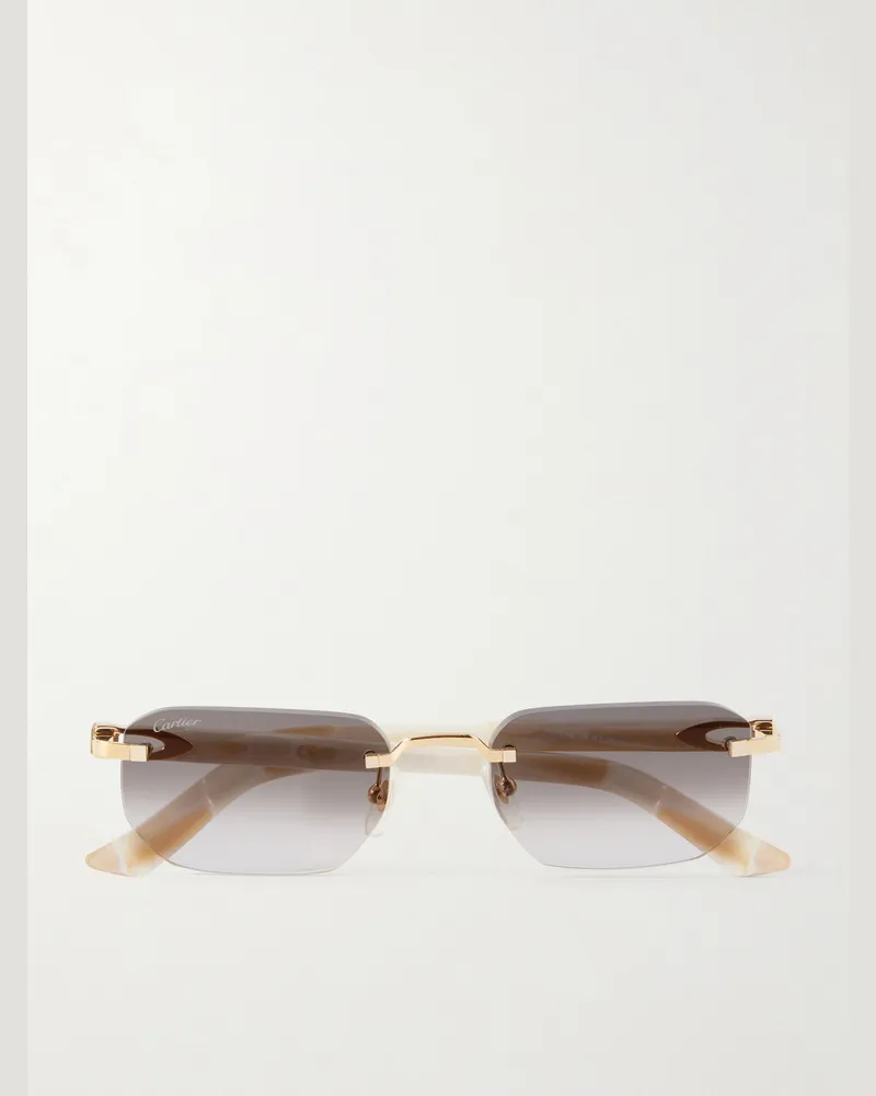 Cartier Signature C Square-Frame Gold-Tone and Acetate Sunglasses Gold