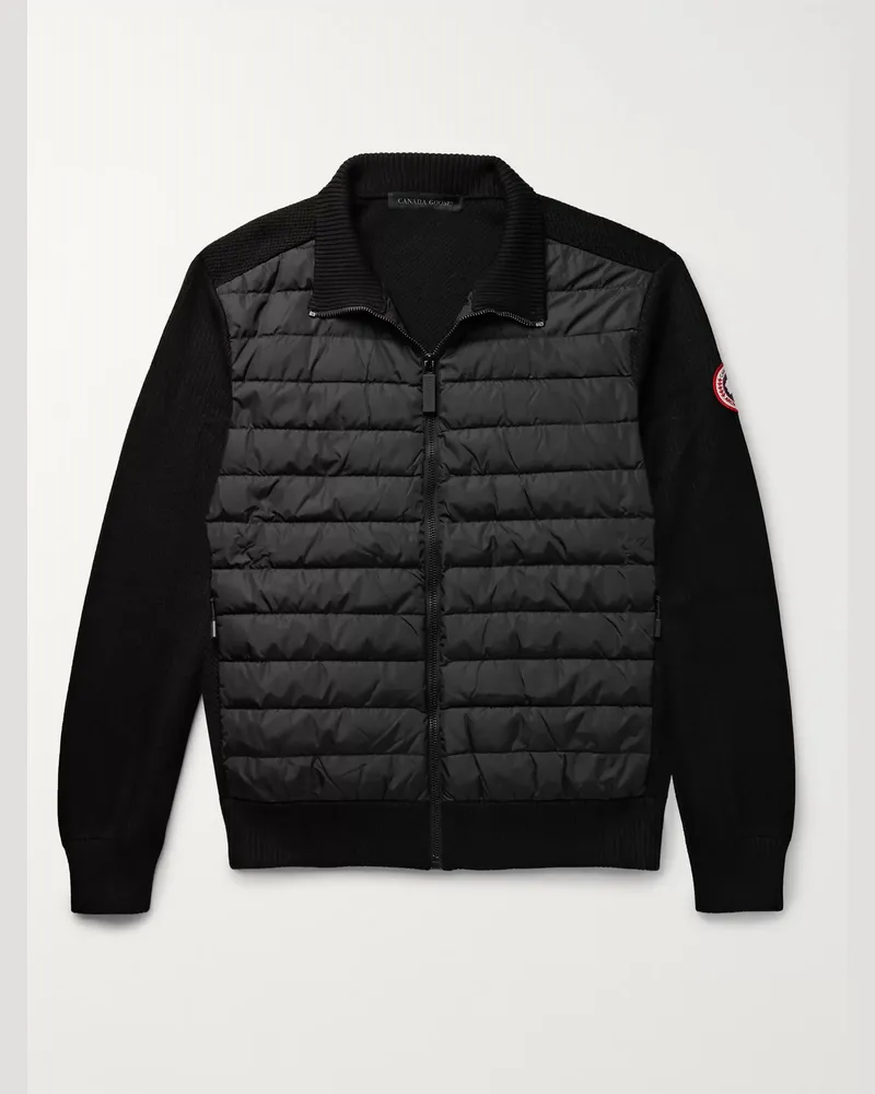 Canada Goose HyBridge schmal geschnittene gesteppte Daunenjacke aus Shell und Merinowolle Schwarz