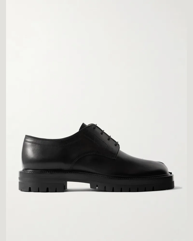 Maison Margiela Tabi Derby-Schuhe aus Leder mit geteilter Kappe Schwarz