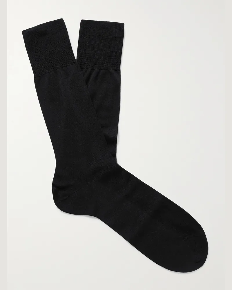 Falke No 4 Mulberry Silk-Blend Socks Black