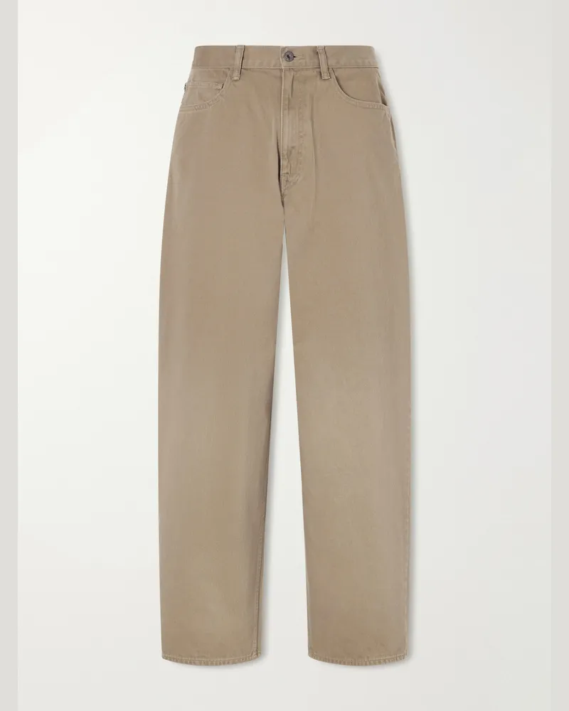 KAPITAL Wide-Leg Cotton Trousers Brown