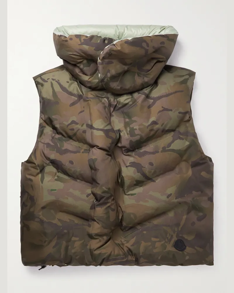Moncler Dingyun Zhang Zadena Wendbare Daunenweste aus gestepptem Ripstop mit Logoapplikation Braun