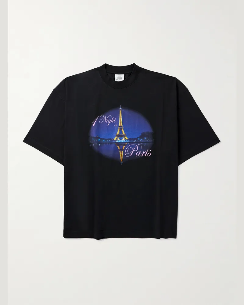 VETEMENTS Oversized-T-Shirt aus Baumwoll-Jersey mit Print Schwarz