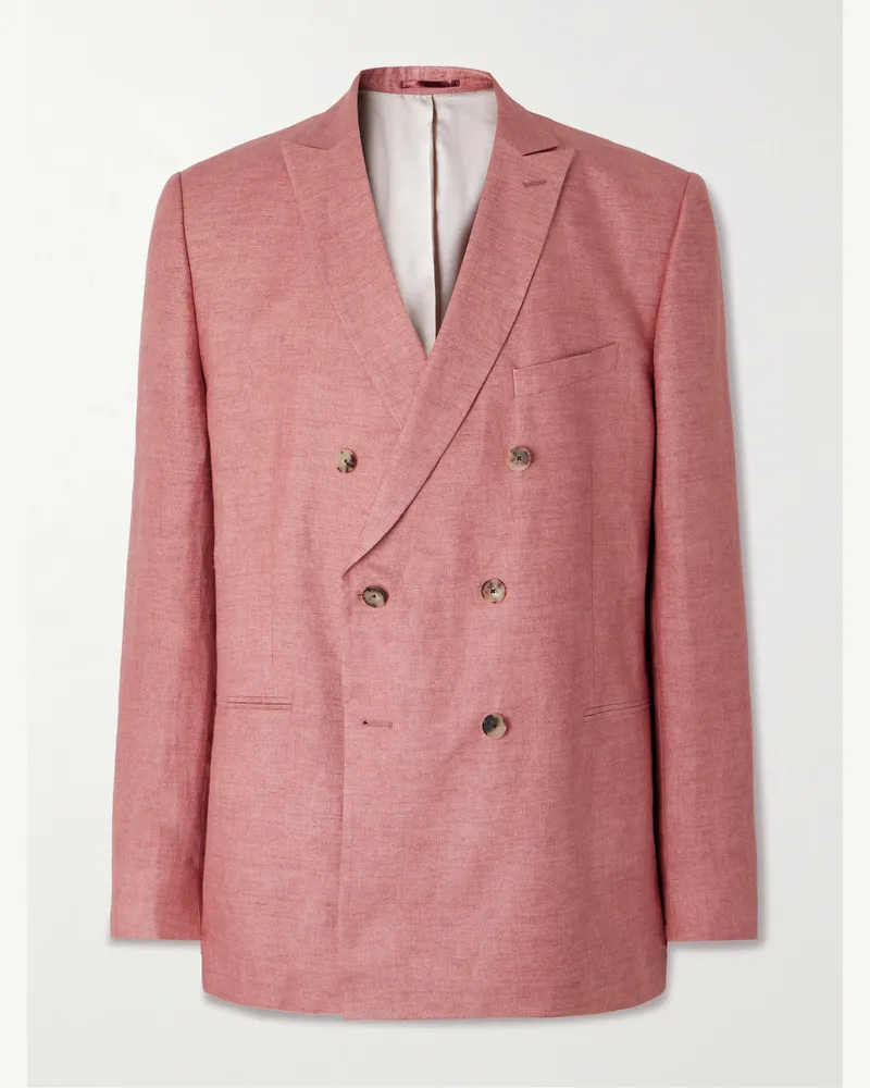 MR P. Doppelreihiges Sakko aus Leinen Pink