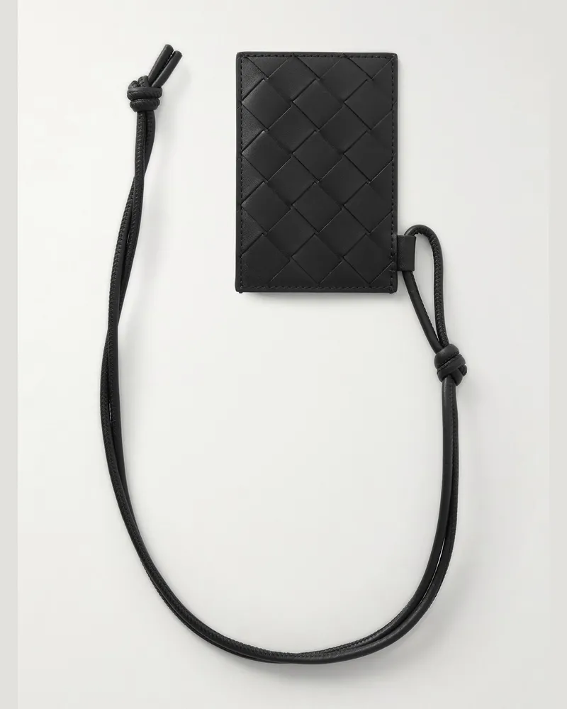 Bottega Veneta Intrecciato Leather Badge Holder Black