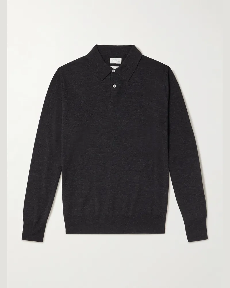 Hartford Pullover aus Merinowolle mit Polokragen Schwarz
