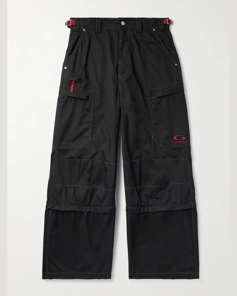 Balenciaga Weit geschnittene wandelbare Cargohose aus Twill mit Logostickerei Schwarz