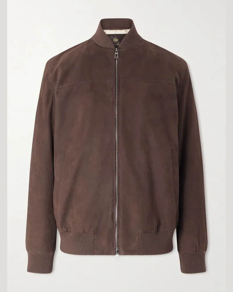 Loro Piana Ivy wattierte Bomberjacke aus Veloursleder Braun