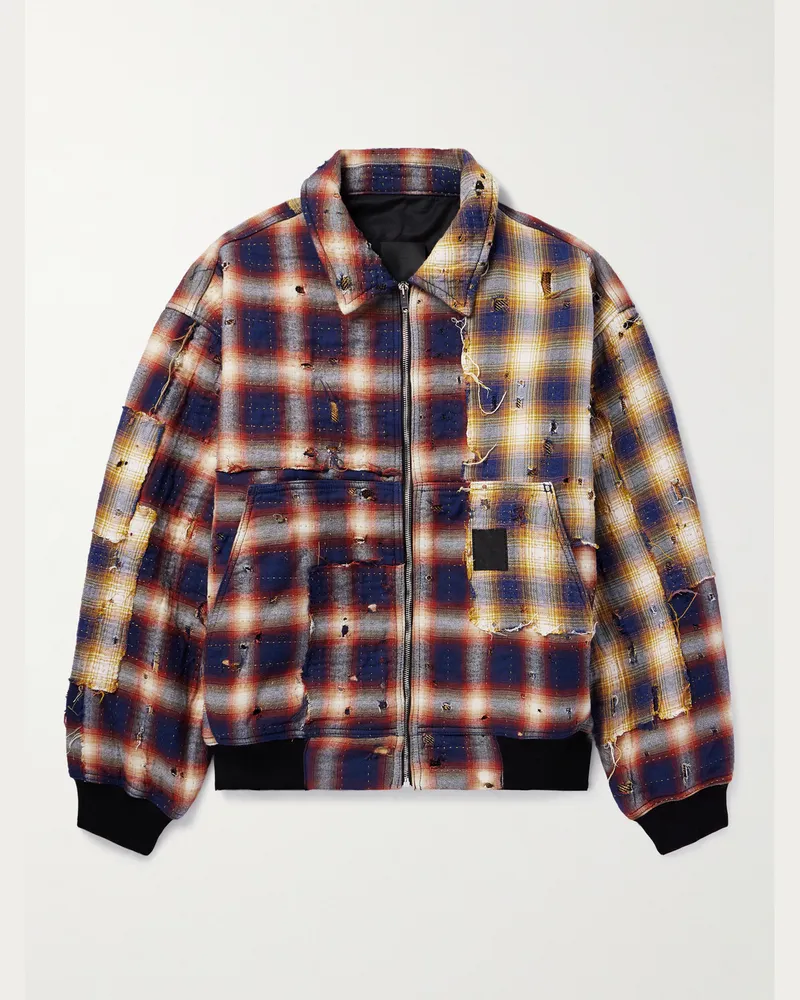 Givenchy Checked Distressed Cotton-Flannel Bomber Jacket Multi