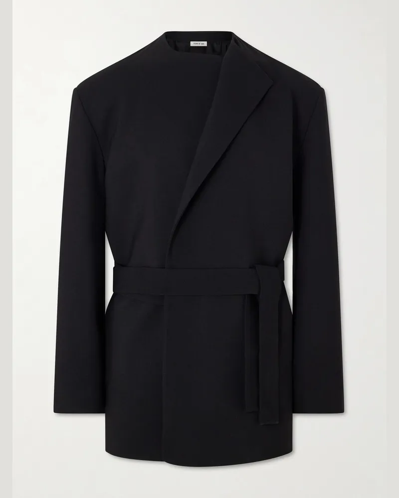 Fear of God Crewneck Belted Virgin Wool-Blend Woven Jacket Black