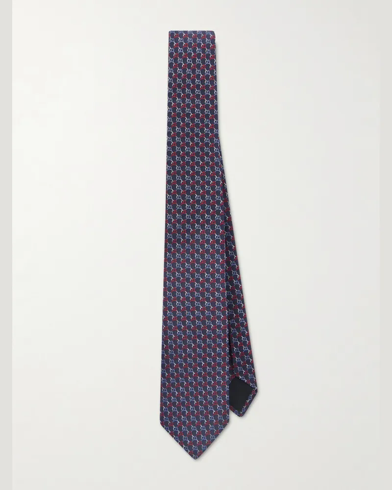 Gucci 7.5cm GG Silk-Jacquard Tie Blue