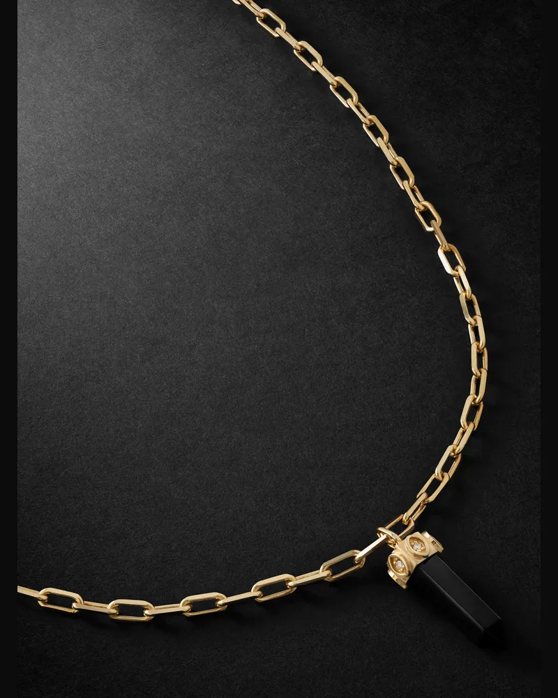 Sydney Evan Gold, Onyx and Diamond Chain Necklace Black