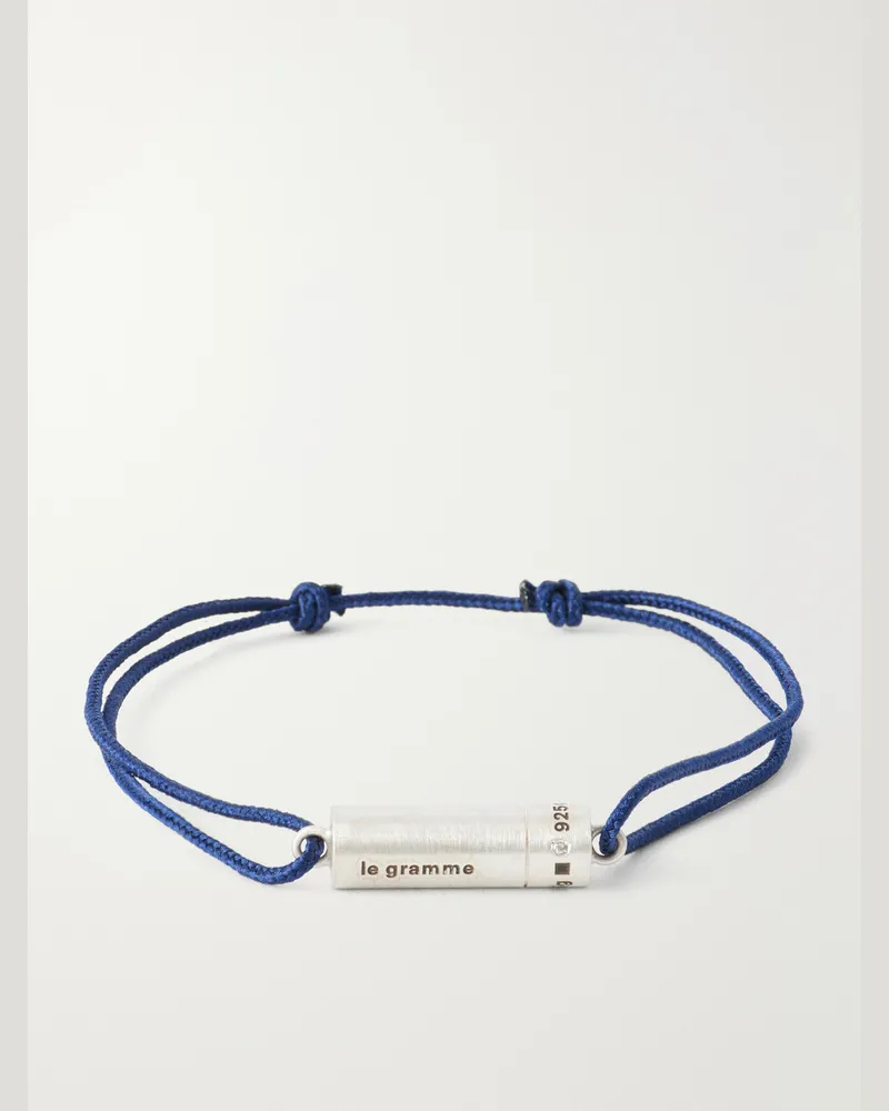 Le Gramme 5G Sterling Silver Woven Bracelet Blue