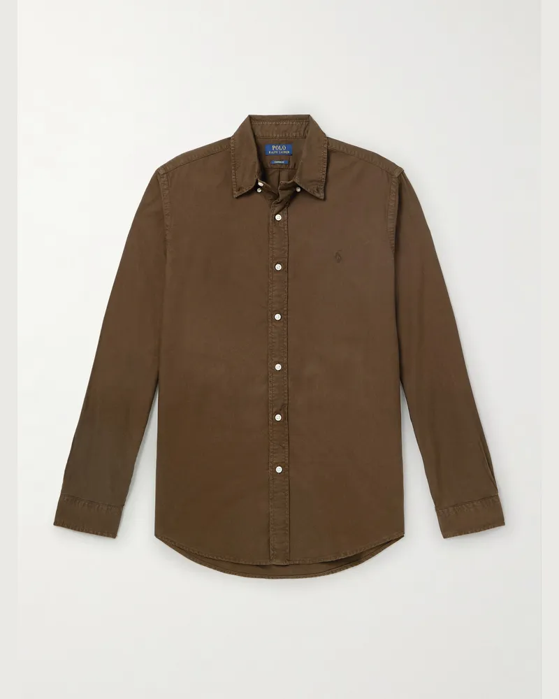 Ralph Lauren Hemd aus Baumwolle mit Button-Down-Kragen und Logostickerei Braun
