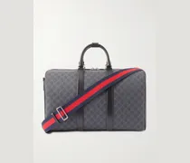 GG Leather-Trimmed Monogrammed Supreme Coated-Canvas Duffle Bag