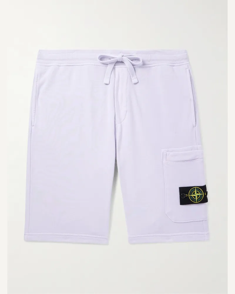 Stone Island Gerade geschnittene Shorts aus Baumwoll-Jersey mit Kordelzugbund und Logodetail in Stückfärbung Lila
