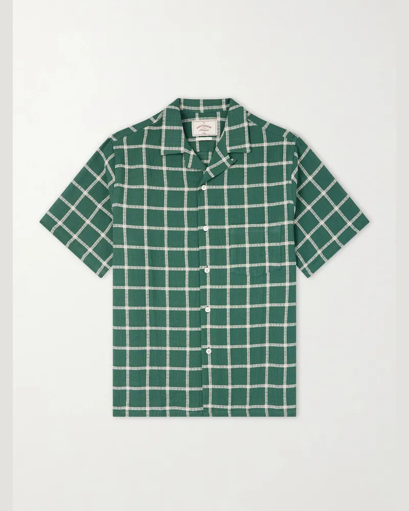 Portuguese Flannel Alvor Checked Organic Cotton Shirt Green