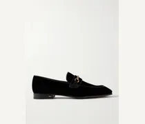 Bailey Chain-Embellished Leather-Trimmed Velvet Loafers