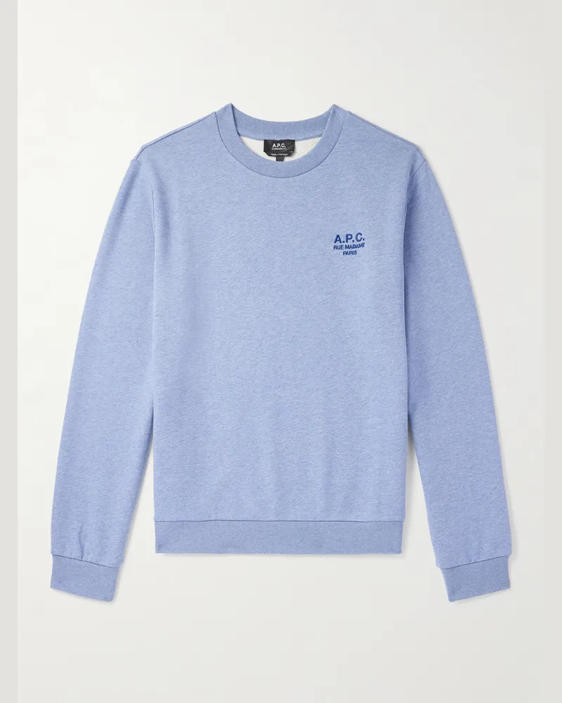 A.P.C. Sweatshirt aus Jersey aus einer Baumwollmischung mit Logostickerei Blau