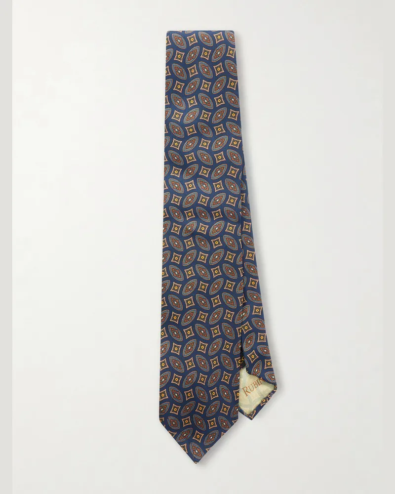 Rubinacci 9cm Silk-Jacquard Tie Blue