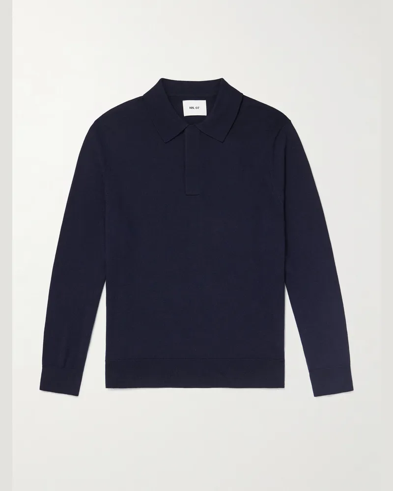 NN 07 Emerson 6605 Wool Polo Shirt Blue