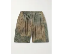 Gerade geschnittene Shorts aus bedrucktem Nylon in Knitteroptik