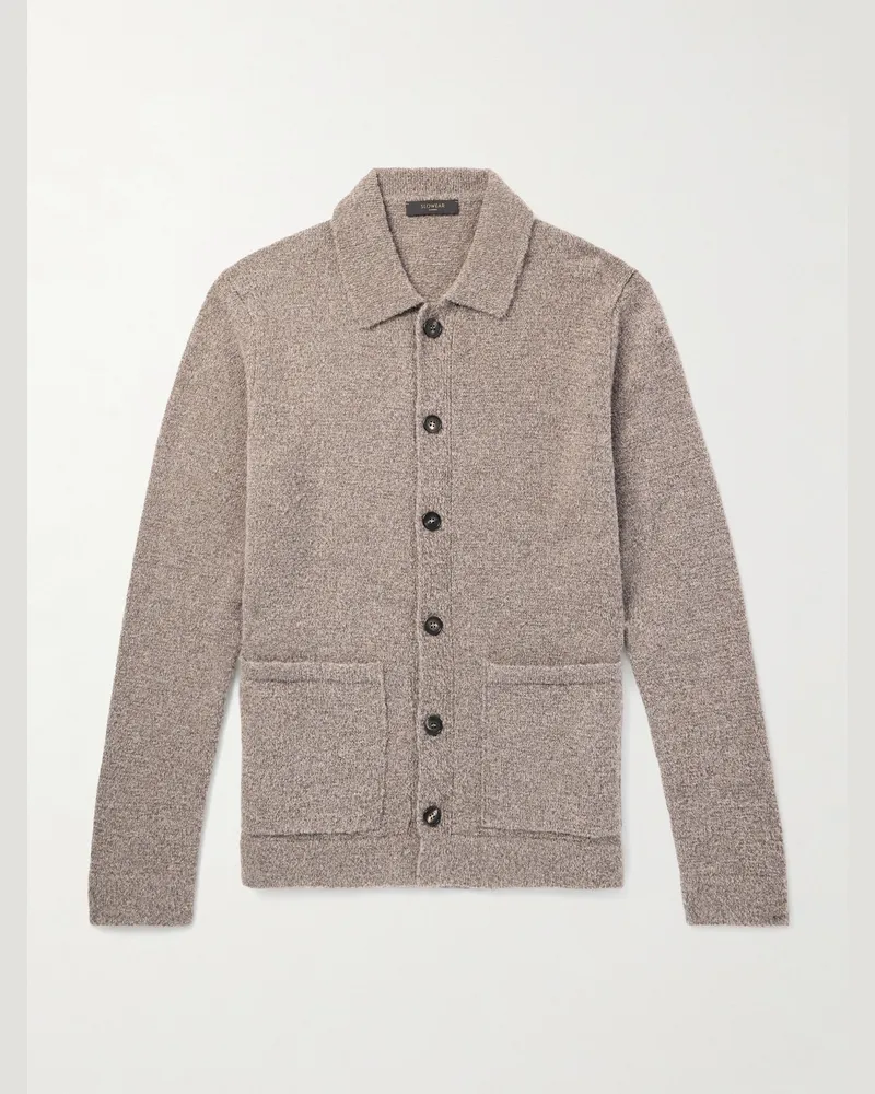 Incotex Cardigan aus einer Wollmischung Braun
