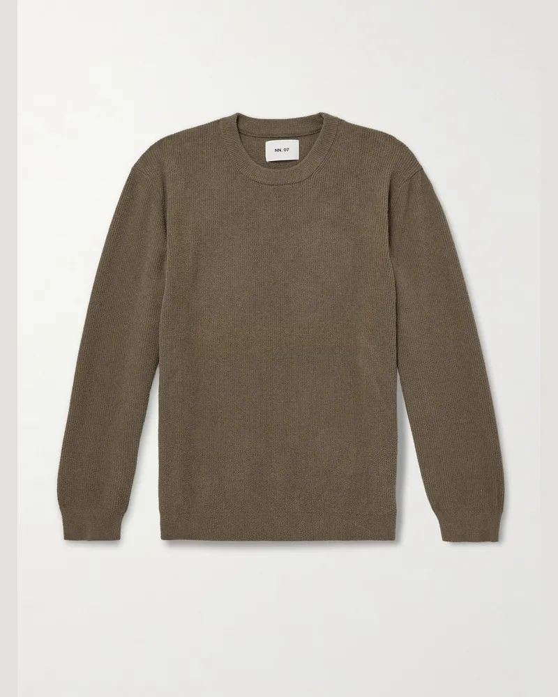 NN 07 Danny 6429 Pullover aus Rippstrick Braun
