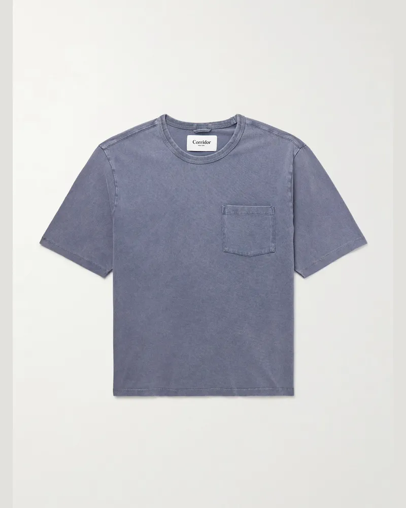 Corridor T-Shirt aus Baumwoll-Jersey in Stückfärbung Blau