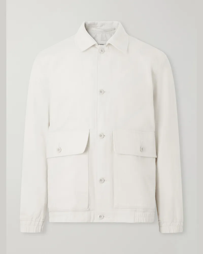 ATON Wool And Cotton-Blend Twill Jacket Neutrals