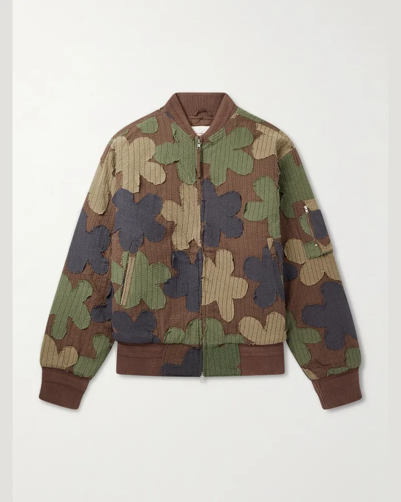 KARDO Max Bomberjacke aus Baumwoll-Seersucker mit bestickten Applikationen Grün